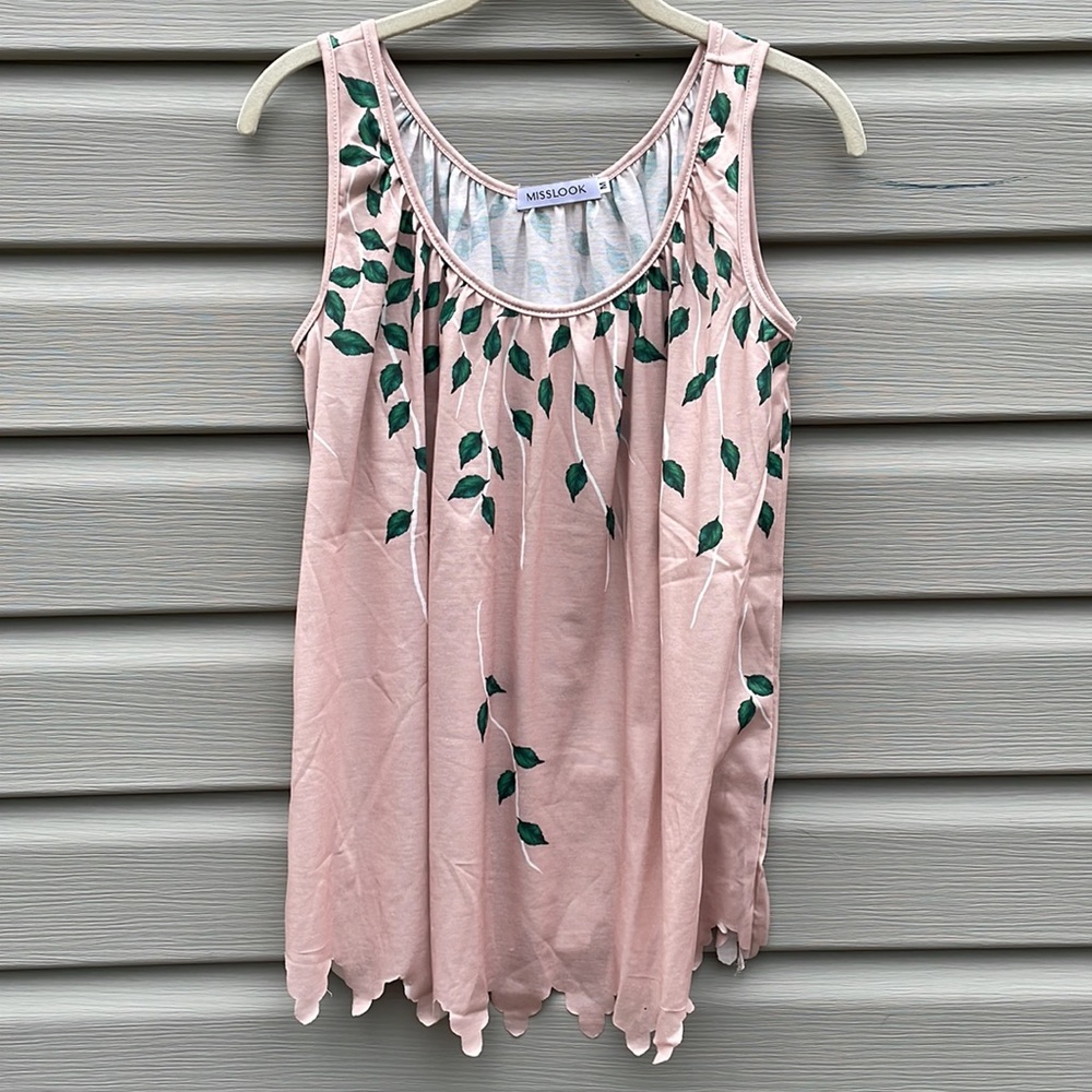 MISSLOOK Leaf Print Sleeveless Blouse